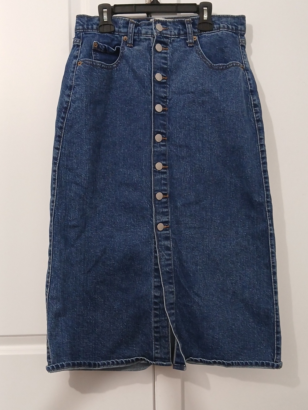 Universal Thread High-Rise Button-Front Dark Blue Denim Skirt